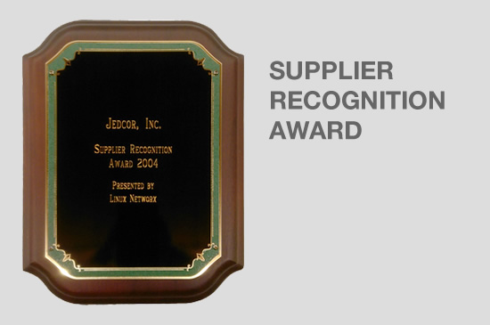 Jedcor Supplier Recognition Award